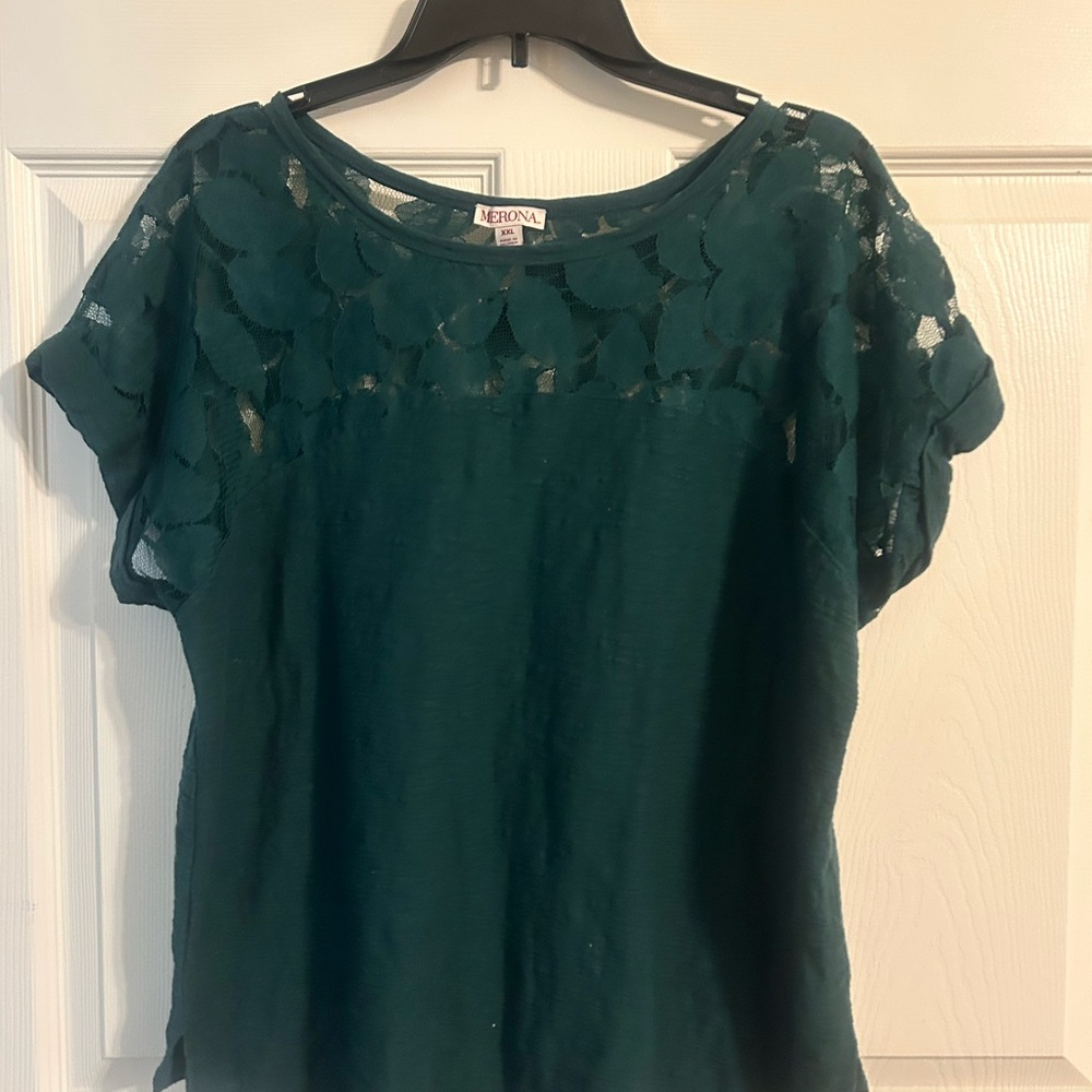 Merona 1X Women's Green Lace Top